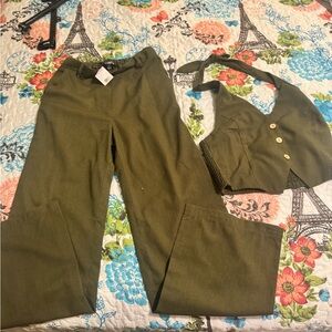 Love Olive Green Women's Pants and Vest Set